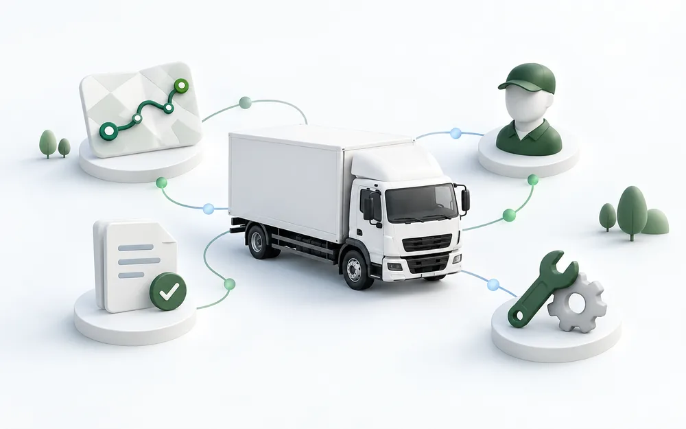 Connected fleet operations illustration